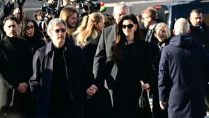 Anne Hathaway Among Film Celebrities Attending Valentino Funeral