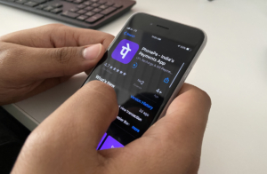smartphone held in two hands