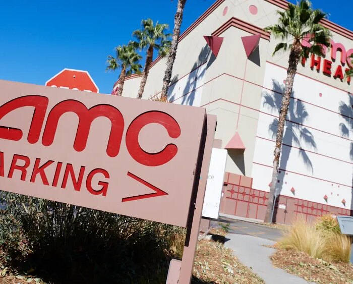 An AMC Movie Theatre sits empty while being closed due to COVID-19 pandemic on October 29, 2020 in Los Angeles, California.