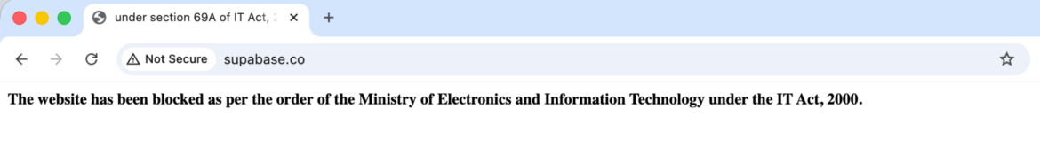 India disrupts access to popular developer platform Supabase with blocking order