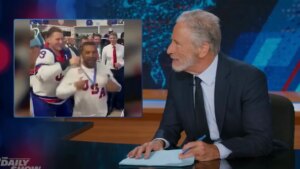 Jon Stewart Calls Kash Patel a 'Make-a-Wish Man' for Hockey Celebration