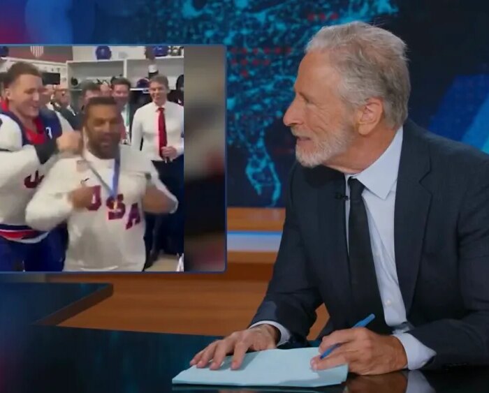 Jon Stewart Calls Kash Patel a 'Make-a-Wish Man' for Hockey Celebration