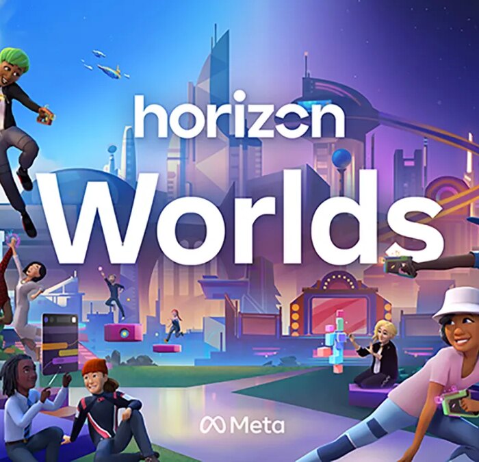 a promotional image of 3D avatars engaging in a virtual world