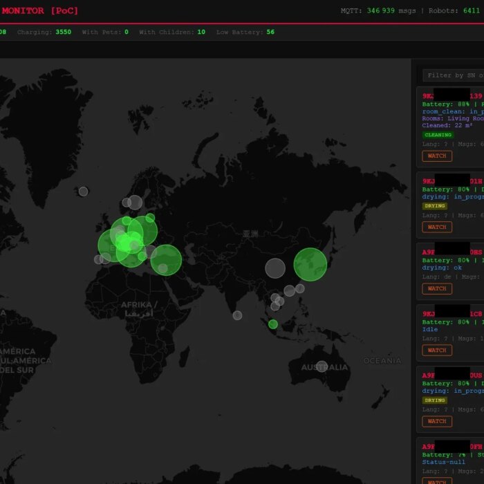 A map like the one I saw, with robots and packets trickling in.