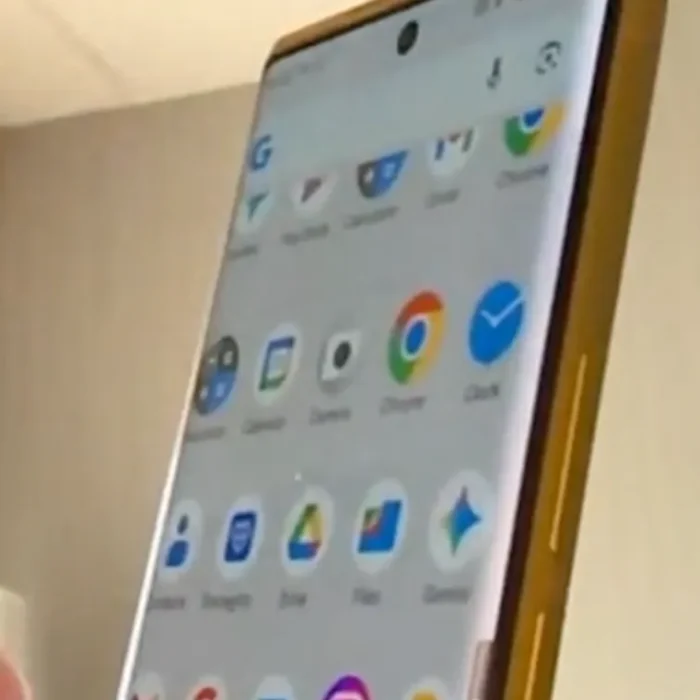 Image of Trump phone on a web call, showing its angled body