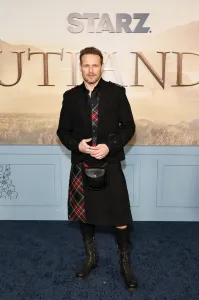 NEW YORK, NEW YORK - MARCH 02: Sam Heughan attends the Red Carpet Premiere of Outlander: The Final Season at Alice Tully Hall on March 02, 2026 in New York City.  (Photo by Jamie McCarthy/Getty Images for STARZ)