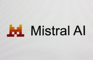 The logo of the French company Mistral AI.