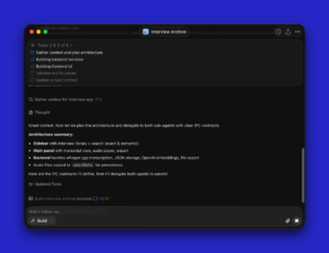 A screenshot of a black window displaying an in-progress vibe coding session.