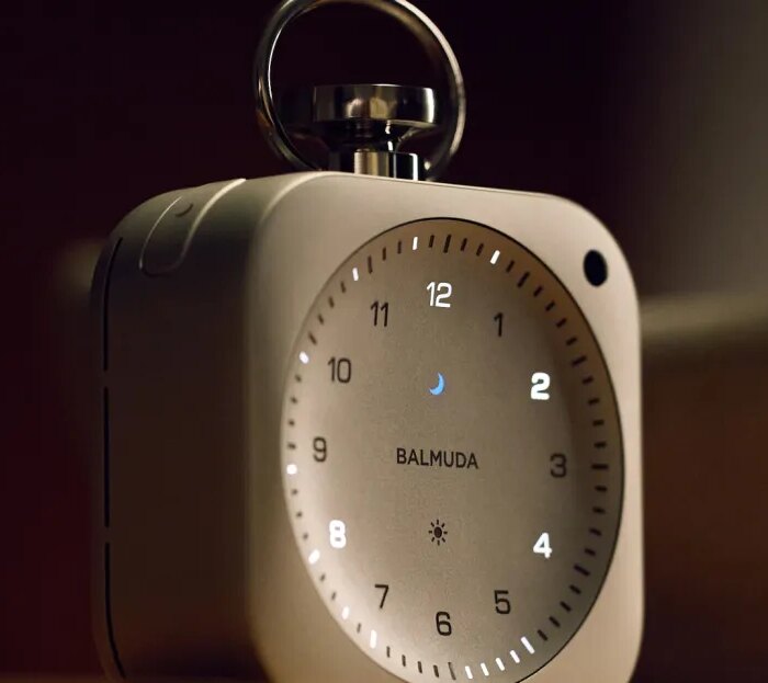 This sleek alarm clock uses lights and sounds to help you sleep, focus, and wake up