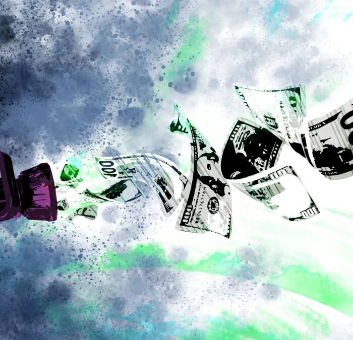 money emerging from a firehose