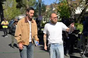 OUTCOME, from left: Keanu Reeves, Jonah Hill, 2026. ph: Tobin Yelland / © Apple TV+ / courtesy Everett Collection