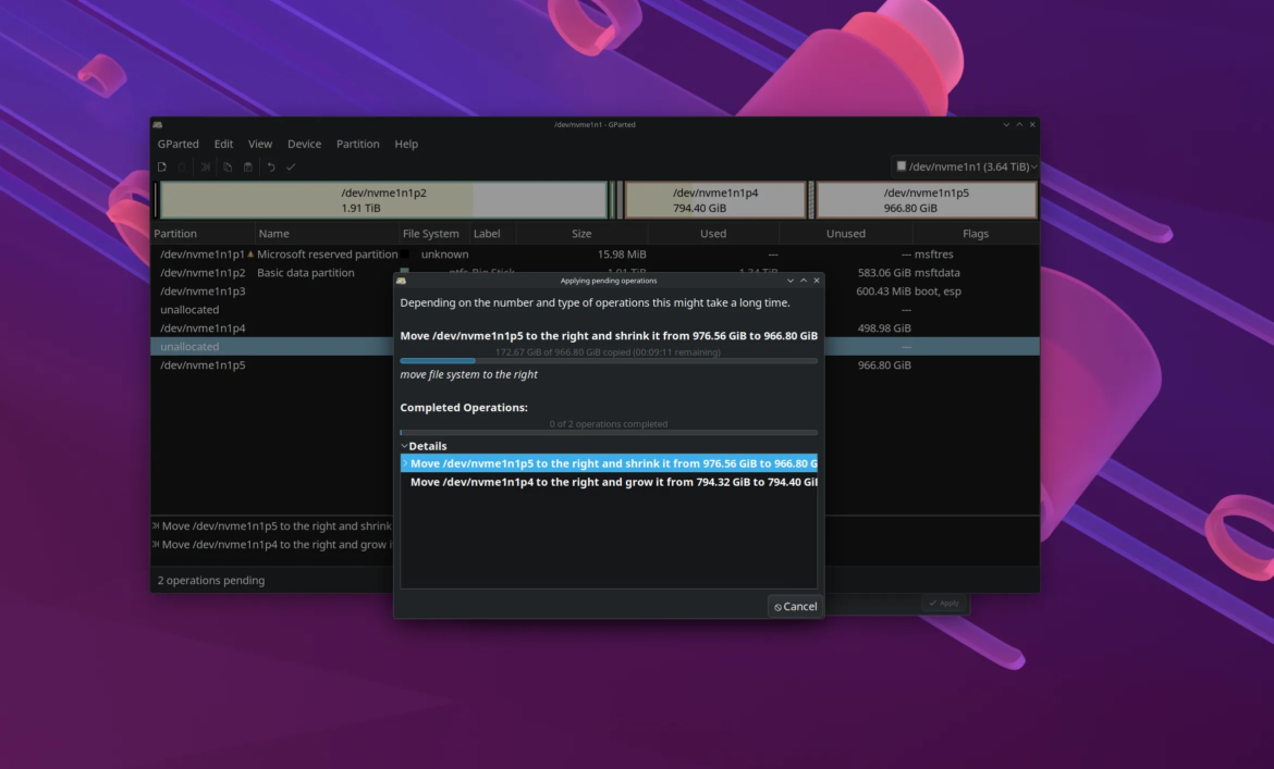 When I say “slide every volume on the drive to the right” I’m not kidding.