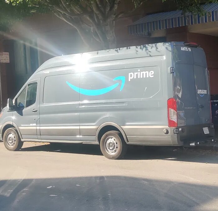 Amazon Prime van parked curbside