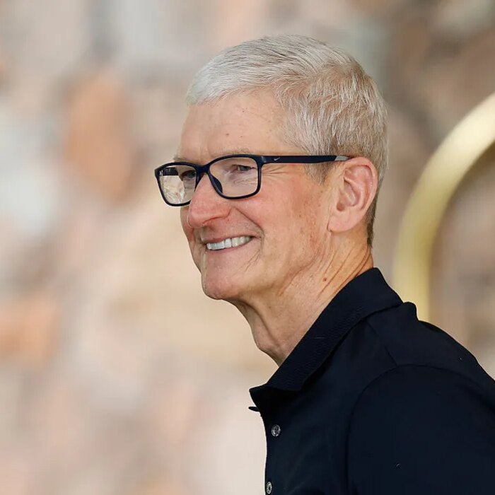 SUN VALLEY, IDAHO - JULY 08: Apple CEO Tim Cook arrives at the Sun Valley lodge for the Allen & Company Sun Valley Conference on July 8, 2025 in Sun Valley, Idaho. Every year, some of the world