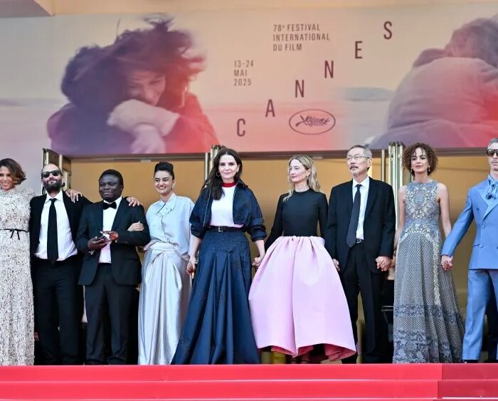 Halle Berry, Carlos Reygadas, Dieudo Hamadi, Payal Kapadia, Juliette Binoche, Alba Rohrwacher, Hong Sang-soo, Leïla Slimani, Jeremy Strong, Simone Friedman during the Closing Ceremony of the 78th Cannes Film Festival held at the Palais des Festivals on May 24, 2025 in Cannes, France. (Photo by Earl Gibson III/Deadline via Getty Images)