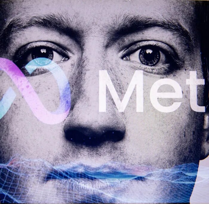 Mark Zuckerberg photo with Meta logo overlay