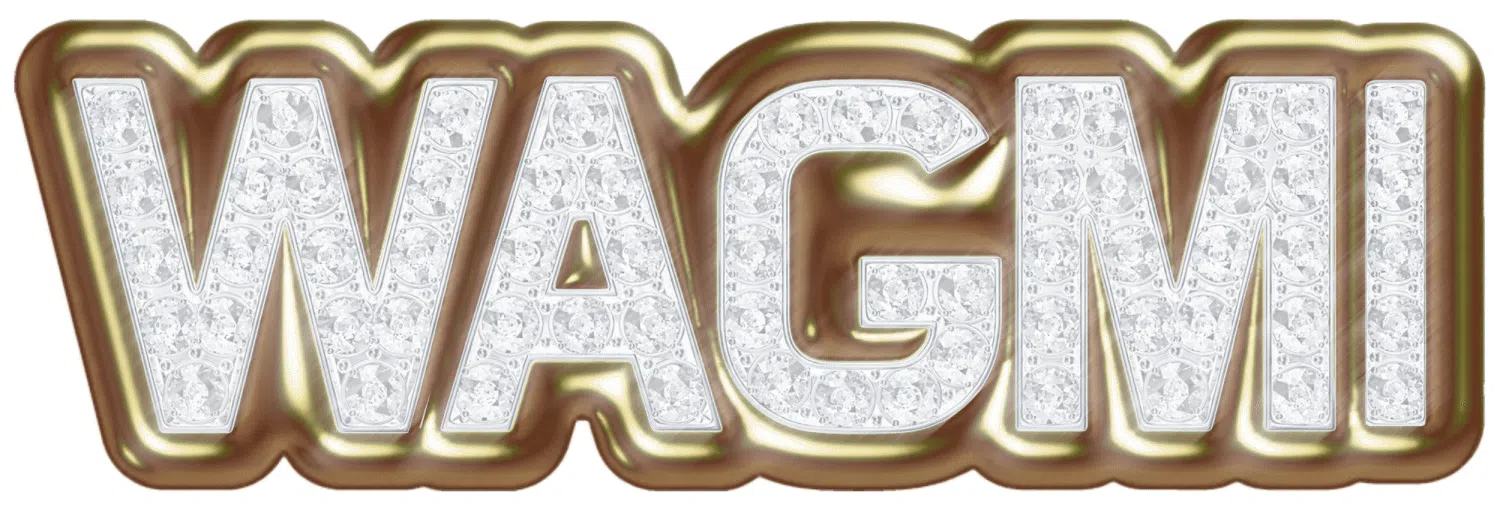 WAGMI in blinged out gilded text.