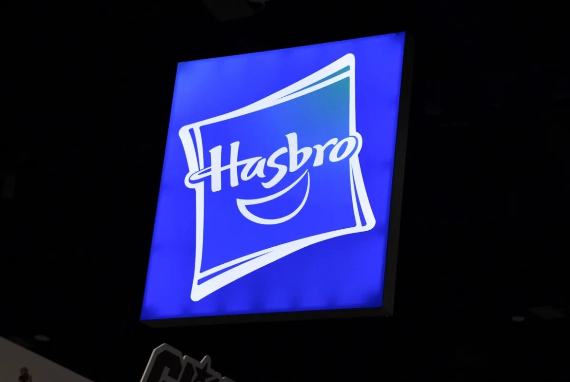 A Hasbro logo is seen during Comic-Con International in San Diego, California, on July 26, 2025.