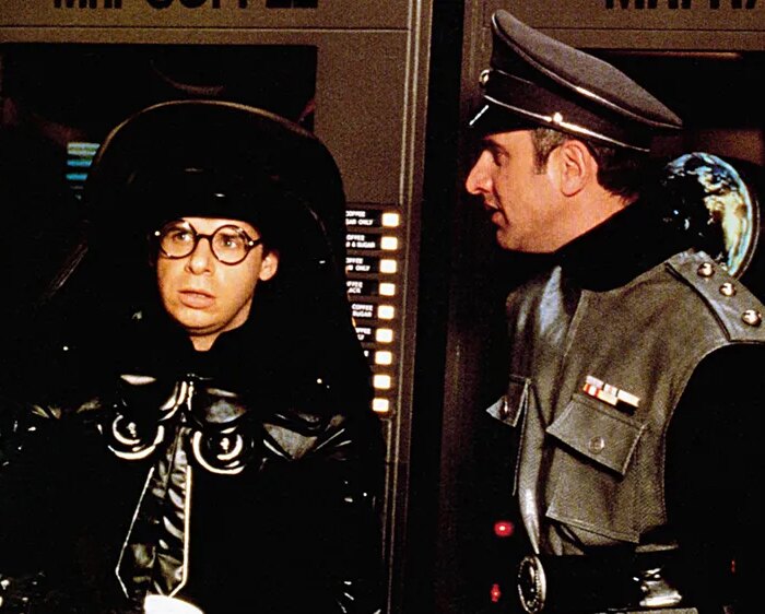 SPACEBALLS, from left: Rick Moranis, George Wyner, 1987, © MGM/courtesy Everett Collection