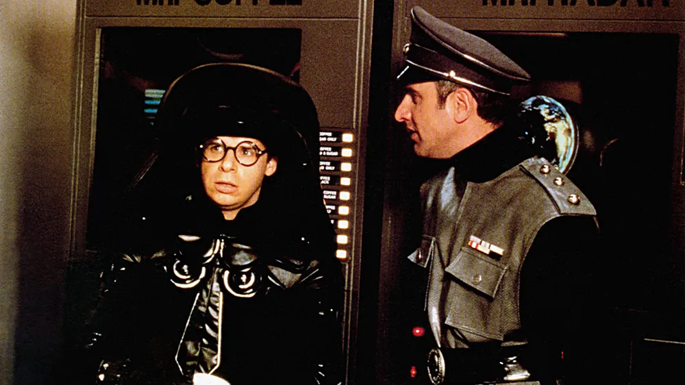 SPACEBALLS, from left: Rick Moranis, George Wyner, 1987, © MGM/courtesy Everett Collection