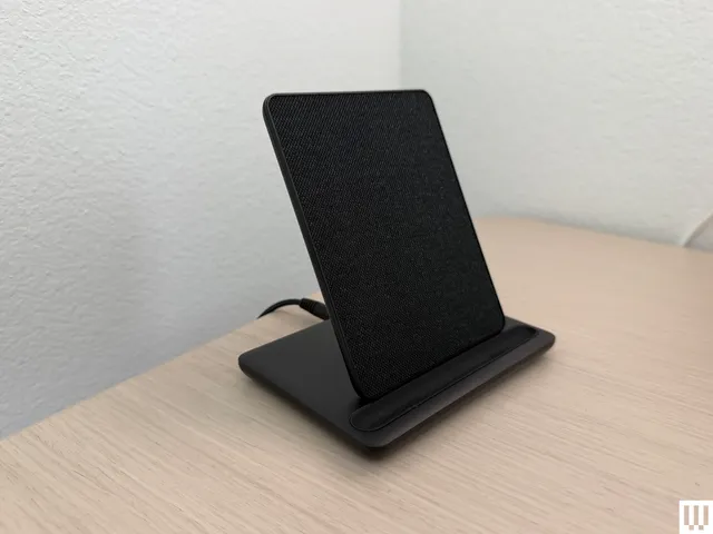 Image may contain: Furniture, Stand, Electronics, and Speaker