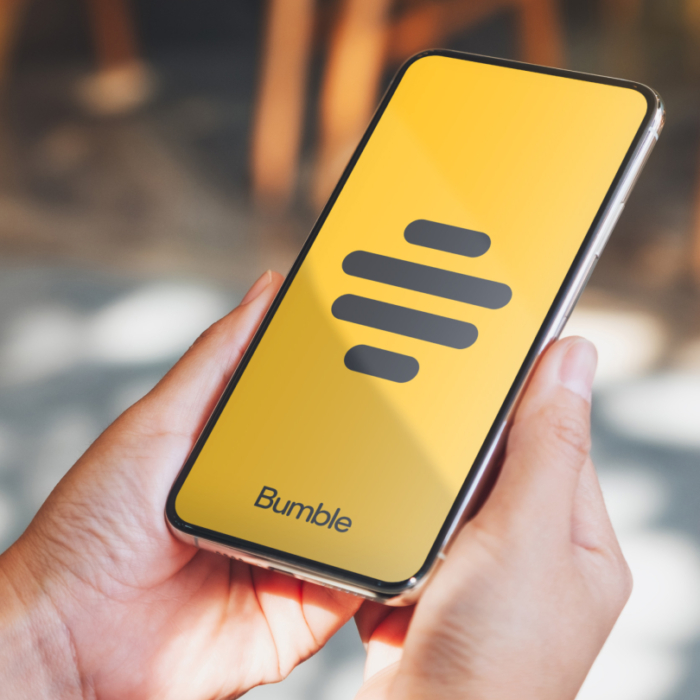Bumble logo on smartphone screen