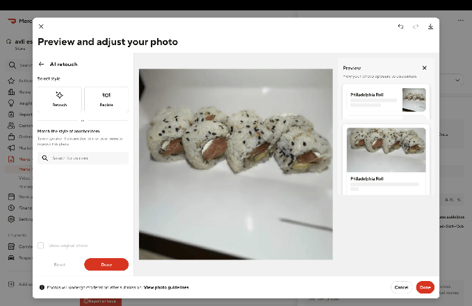 Doordash adds AI tools to speed up merchant onboarding, edit photos of dishes
