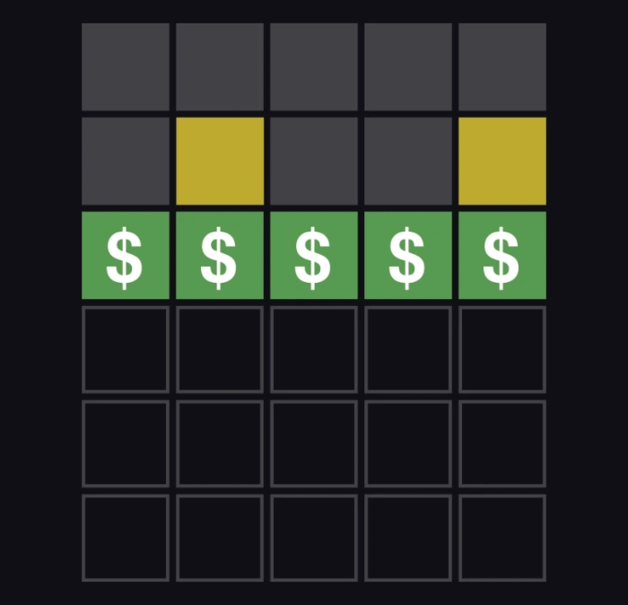 wordle squares with dollar signs in them