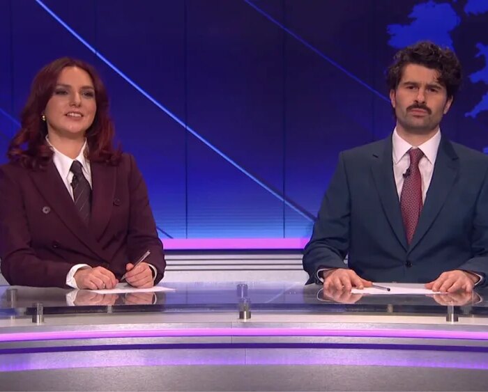 'SNL U.K.' Weekend Update Takes Aim at Katy Perry's 'Stupid Moron' Mask