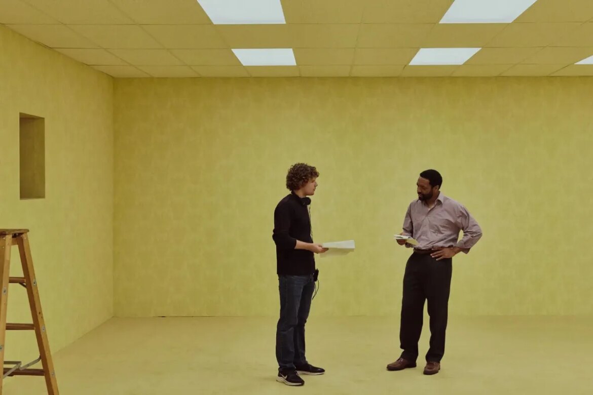 A photo of Kane Parsons and Chiwetel Ejiofor on the set of 