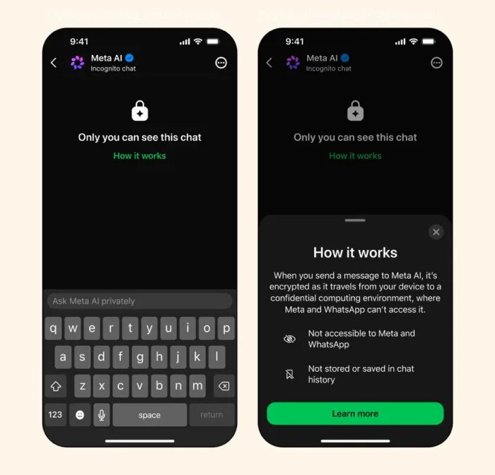 WhatsApp adds an incognito mode in Meta AI chats