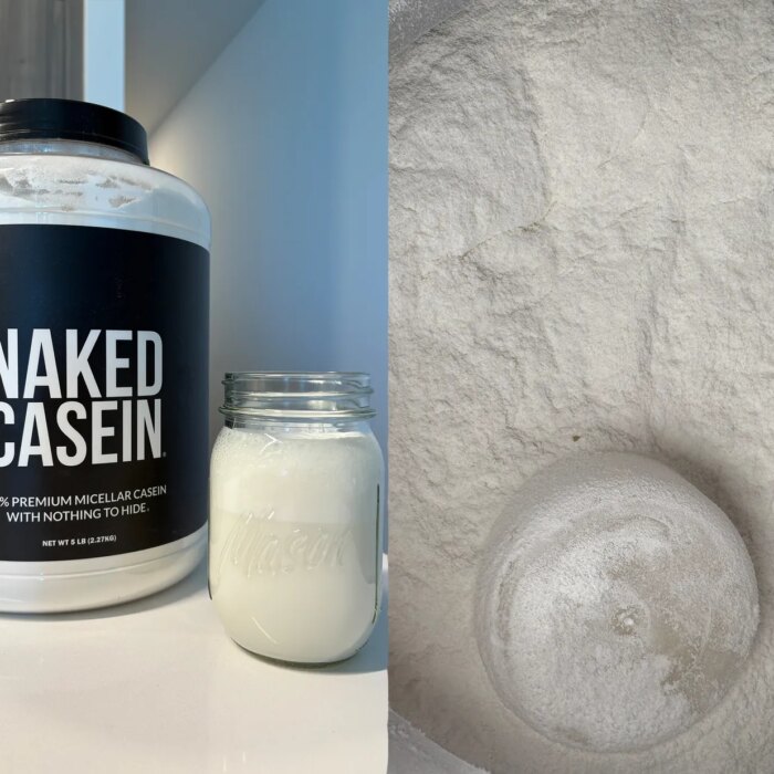 Best Protein Powders Naked Casein brand in cup and powder form