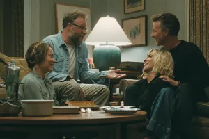Olivia Wilde, Seth Rogen, Penélope Cruz and Edward Norton appear in The Invite by Olivia Wilde, an official selection of the 2026 Sundance Film Festival. Courtesy of Sundance Institute | photo c/o The Invite