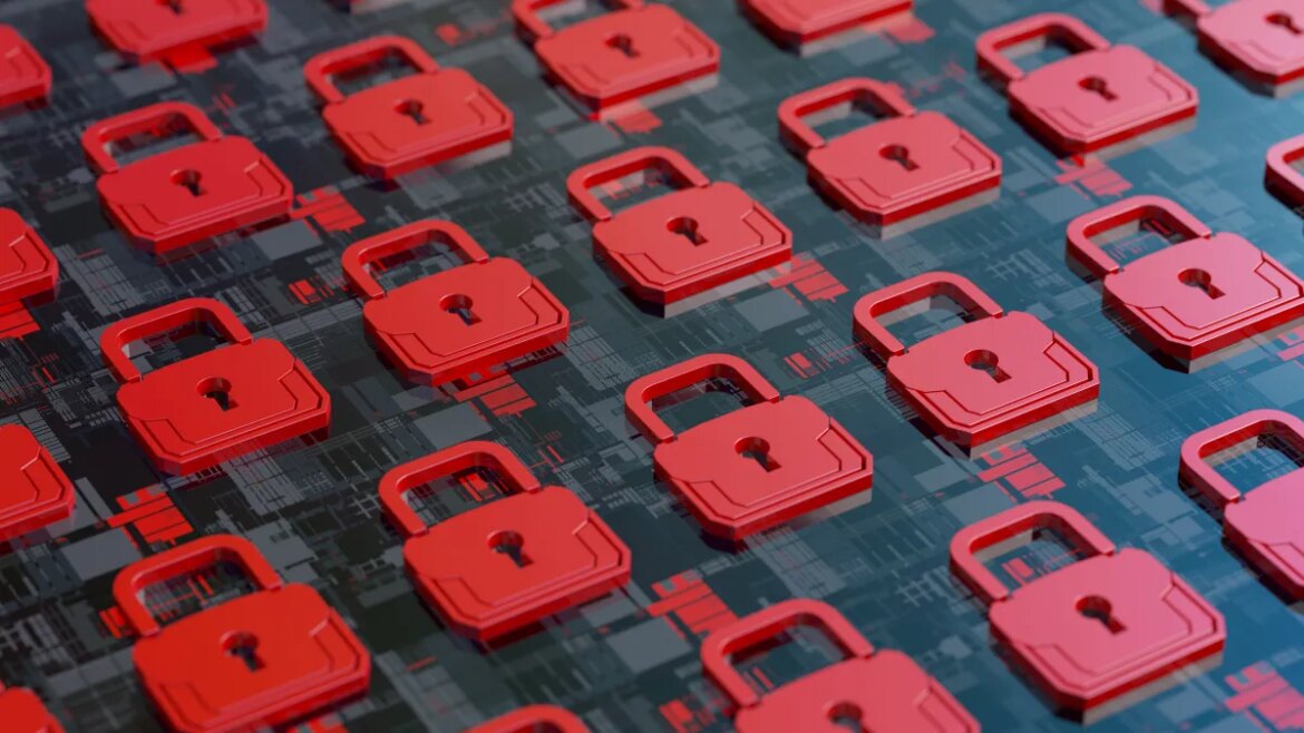 Cybersecurity concept red padlocks