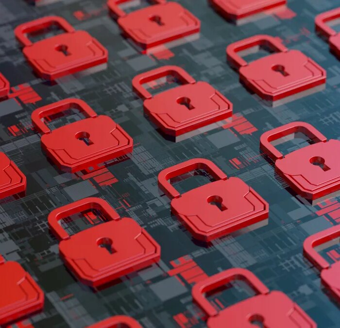 Cybersecurity concept red padlocks