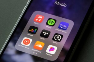Assorted Music Apps on smartphone screen