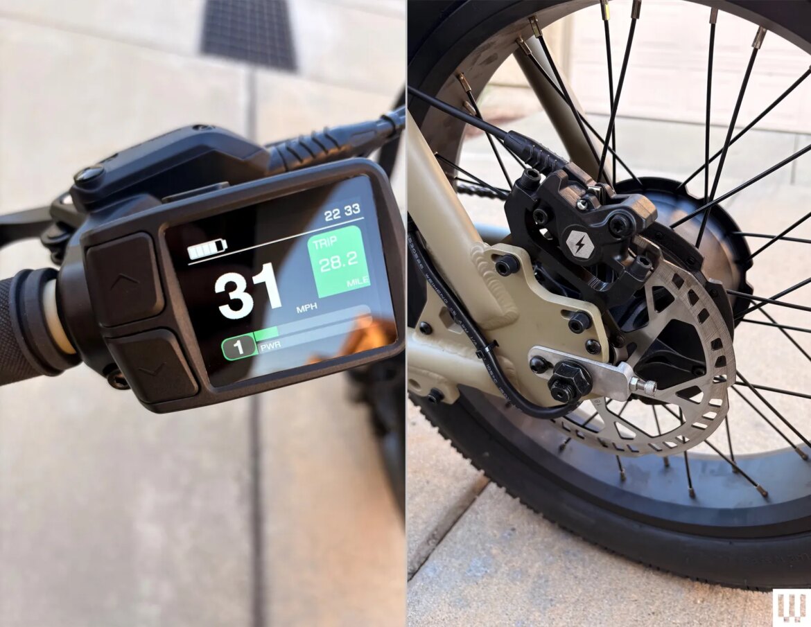 Image may contain Machine Wheel Spoke Computer Hardware Electronics Hardware Monitor Screen and Escooter
