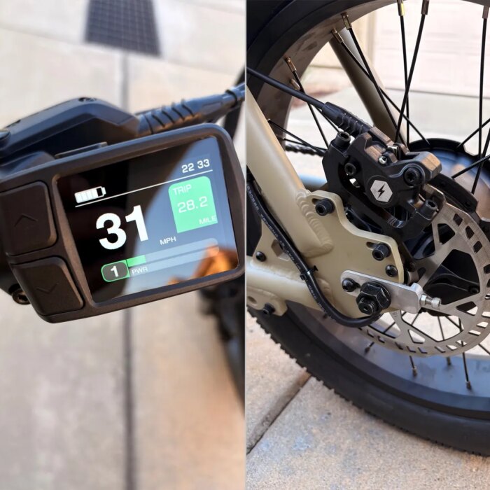 Image may contain Machine Wheel Spoke Computer Hardware Electronics Hardware Monitor Screen and Escooter