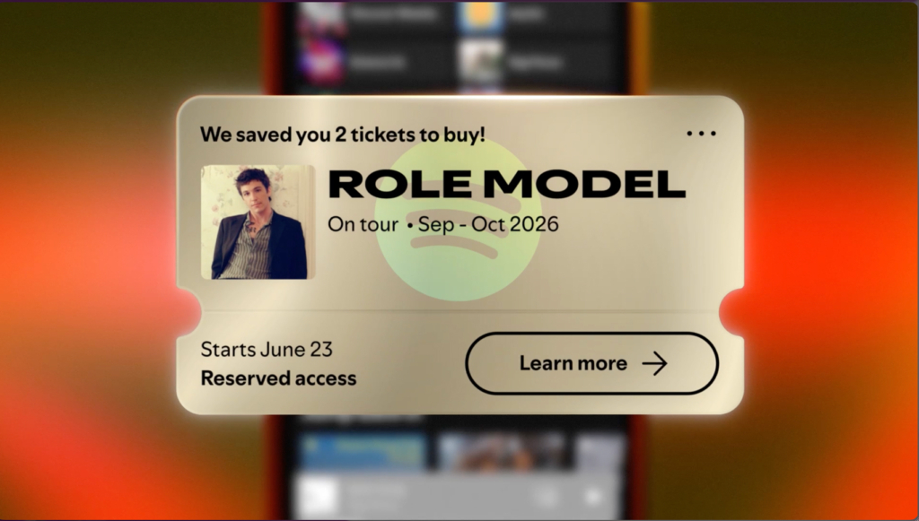 Spotify's reserved ticket sales to music superfans are now going live