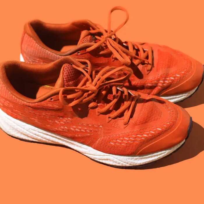 pair of used running shoes