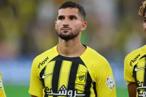 JEDDAH, SAUDI ARABIA - AUGUST 29: Houssem Aouar
of Al Ittihad looks on prior the Saudi Pro League match between Al Ittihad and Al Taawoun at King Abdullah Sports City on August 29, 2024 in Jeddah, Saudi Arabia. (Photo by Yasser Bakhsh/Getty Images)