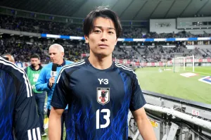 CHOFU, JAPAN - OCTOBER 14: Keito Nakamura of Japan looks on after the international friendly match between Japan and Brazil at Tokyo Stadium on October 14, 2025 in Chofu, Tokyo, Japan. (Photo by Koji Watanabe/Getty Images)
