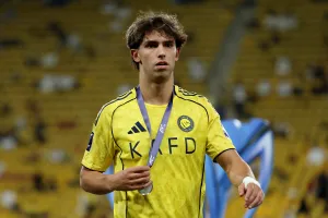 RIYADH, SAUDI ARABIA - MAY 16: Joao Felix of Al Nassr with his runners up medal following the AFC Champions League 2 Final between Al Nassr and Gamba Osaka at King Saud University Stadium on May 16, 2026 in Riyadh, Saudi Arabia. (Photo by Yasser Bakhsh/Getty Images)