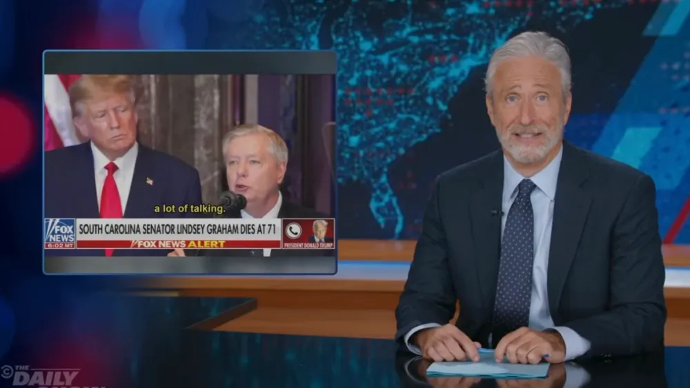 Jon Stewart Slams Donald Trump's Reaction to Lindsey Graham's Death