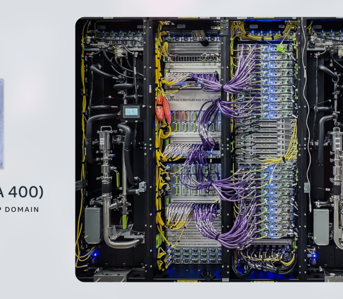 A picture of 72 chips made by Meta in a rack-scale set up.