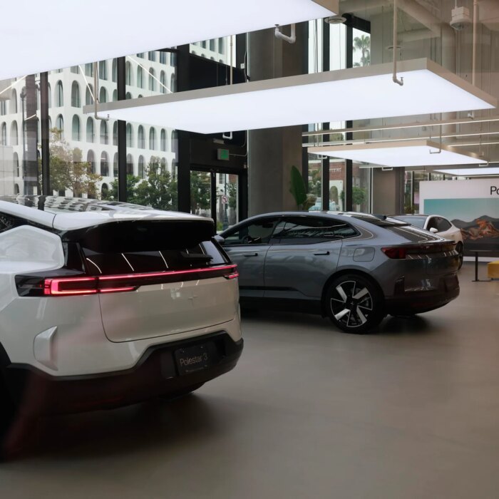 Polestar cars are displayed in the showroom at a Polestar dealership on June 26th in Beverly Hills, California.