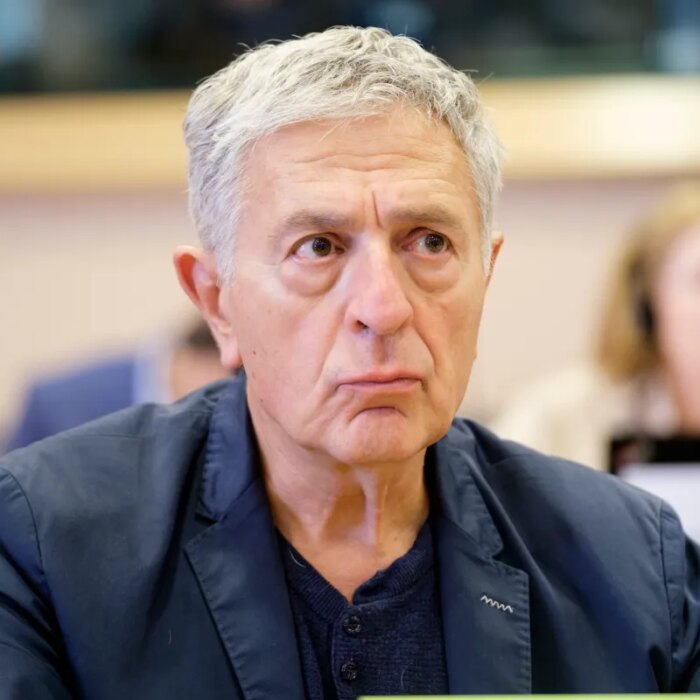 BRUSSELS, BELGIUM - SEPTEMBER 8: Greek Member of the European Parliament (The Left group in the European Parliament - GUE/NGL Coalition of the Radical Left) Stelios Kouloglou is listening during a session of the Committee of Inquiry to investigate the use of Pegasus and equivalent surveillance spyware of the European Parliament on September 8, 2022 in Brussels, Belgium. Stélios Koúloglou is a journalist, writer and politician member of SYRIZA. According to experts, developed initially in North Macedonia, by the Cytrox company, then in Israel, the Predator spyware hacks the targeted phone, and can access the messages and conversations of its user. (Photo by Thierry Monasse/Getty Images)