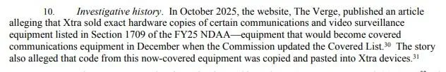 It reads, in part: “In October 2025, the website, The Verge, published an article alleging that Xtra sold exact hardware copies…” 